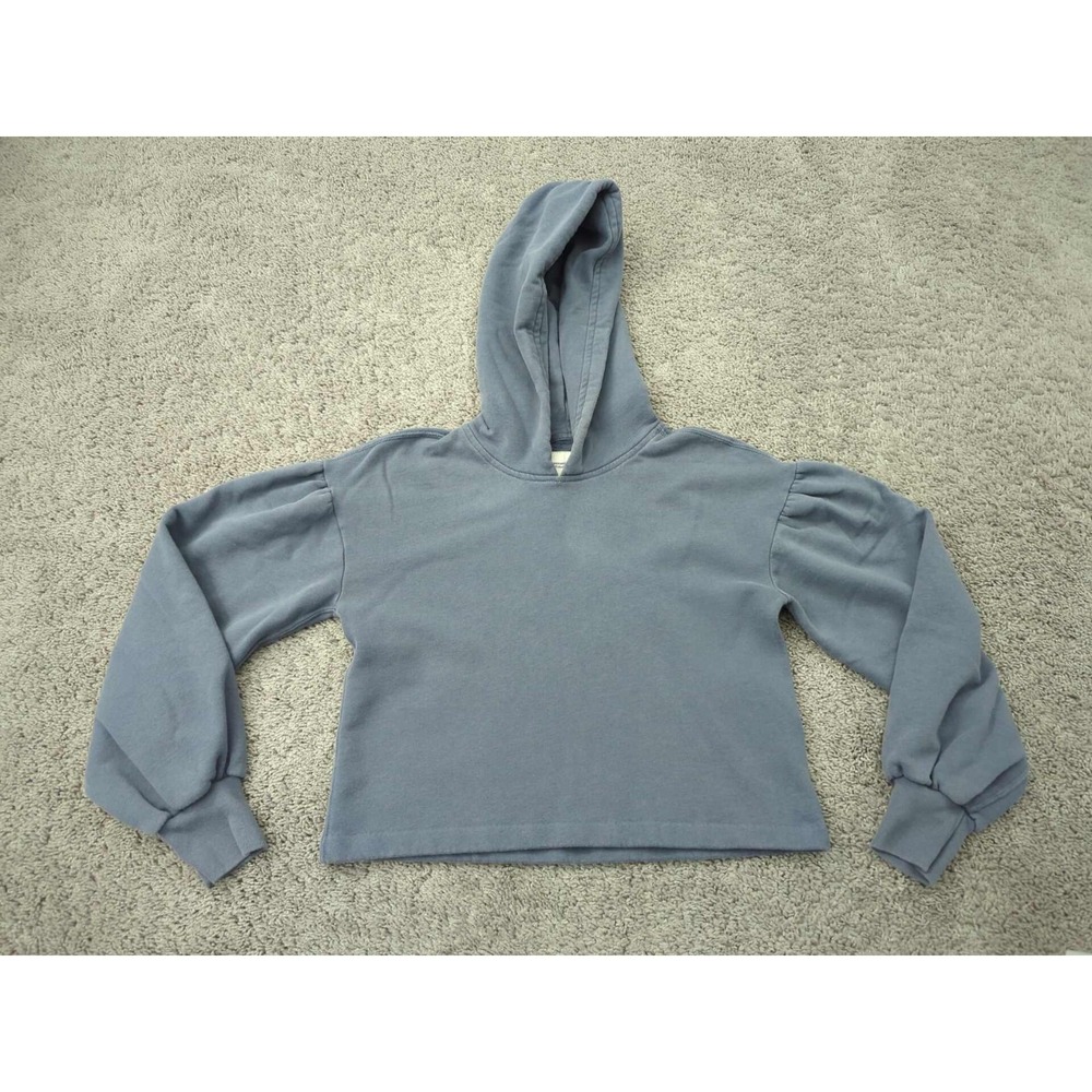 Abercrombie & Fitch Hoodie Womens XS Blue Puffed Sleeve Crop Soft A&F Collection